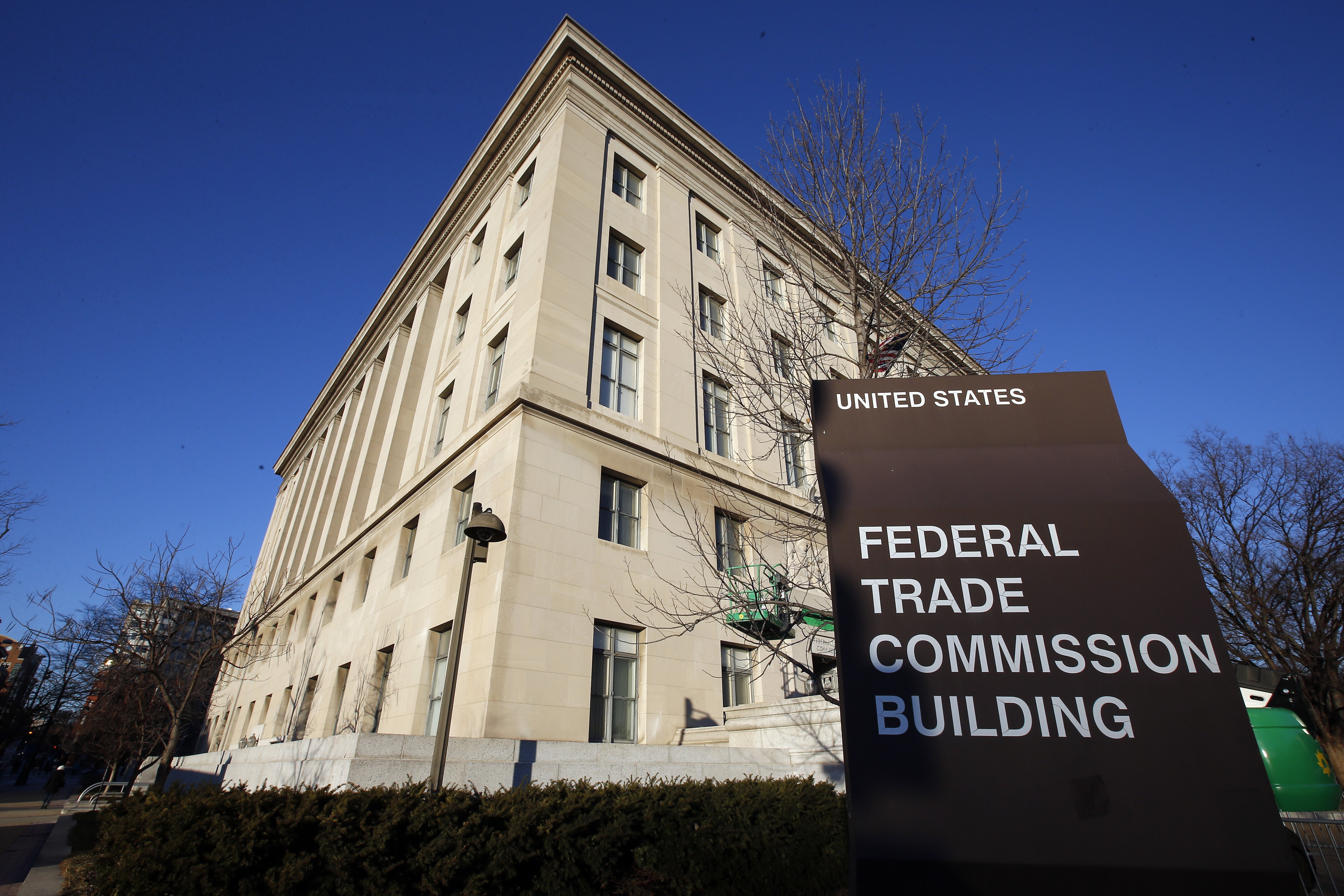 FILE - This Jan. 28, 2015, file photo, shows the Federal Trade Commission building in Washington. The Federal Trade Commission is accusing several drugmakers of violating antitrust laws with agreements that delayed availability of cheaper generic versions of two pain treatments. The FTC alleges Endo Pharmaceuticals Inc., maker of Opana ER pain pills and the Lidoderm pain patch, paid Impax Laboratories and Watson Laboratories, respectively, to delay selling their approved generic versions of the products. Endo says the FTC complaint has no merit. Impax and Watson didnt immediately respond to requests for comment. (AP Photo/Alex Brandon, File)